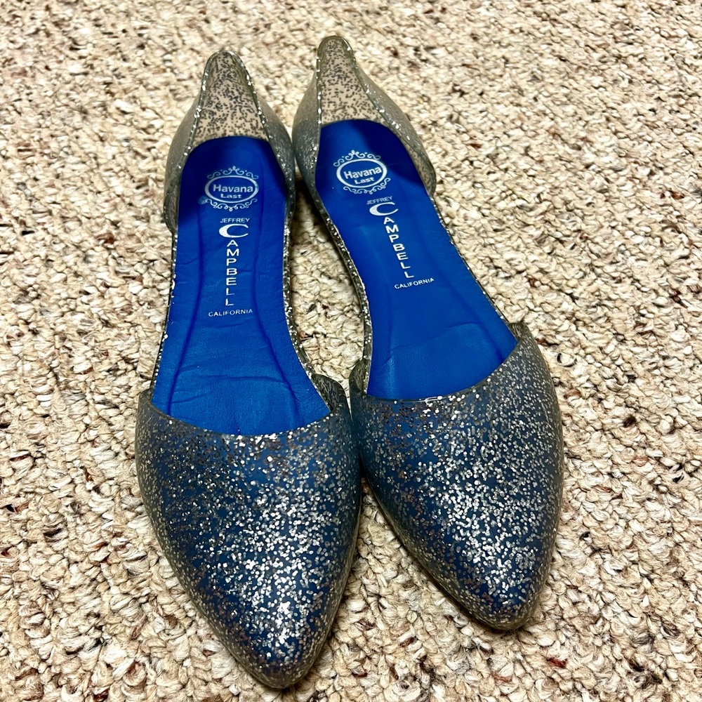 Jeffery Campbell X Havana Last Silver Glitter Jelly Flats